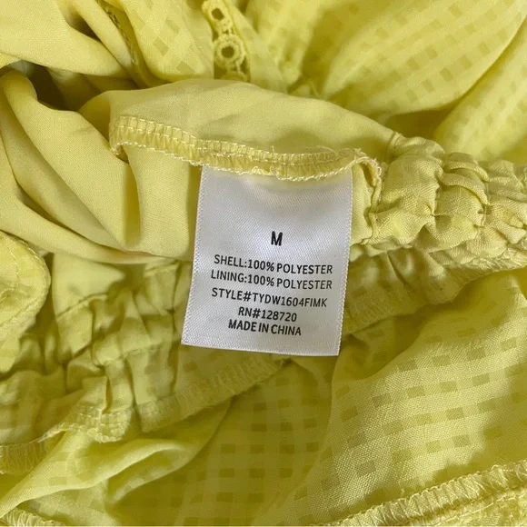Francesca's Collections Bright Yellow Short Sleeve Shirt size Medium Miami Top - Picture 9 of 10